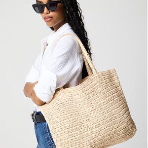J. Crew Factory Packable straw tote bag NWT